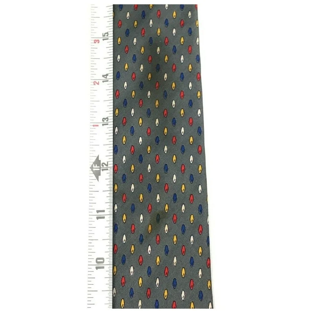 Lanvin Tie Gray Red Yellow Blue White Mens Pure Silk Office Business Necktie
